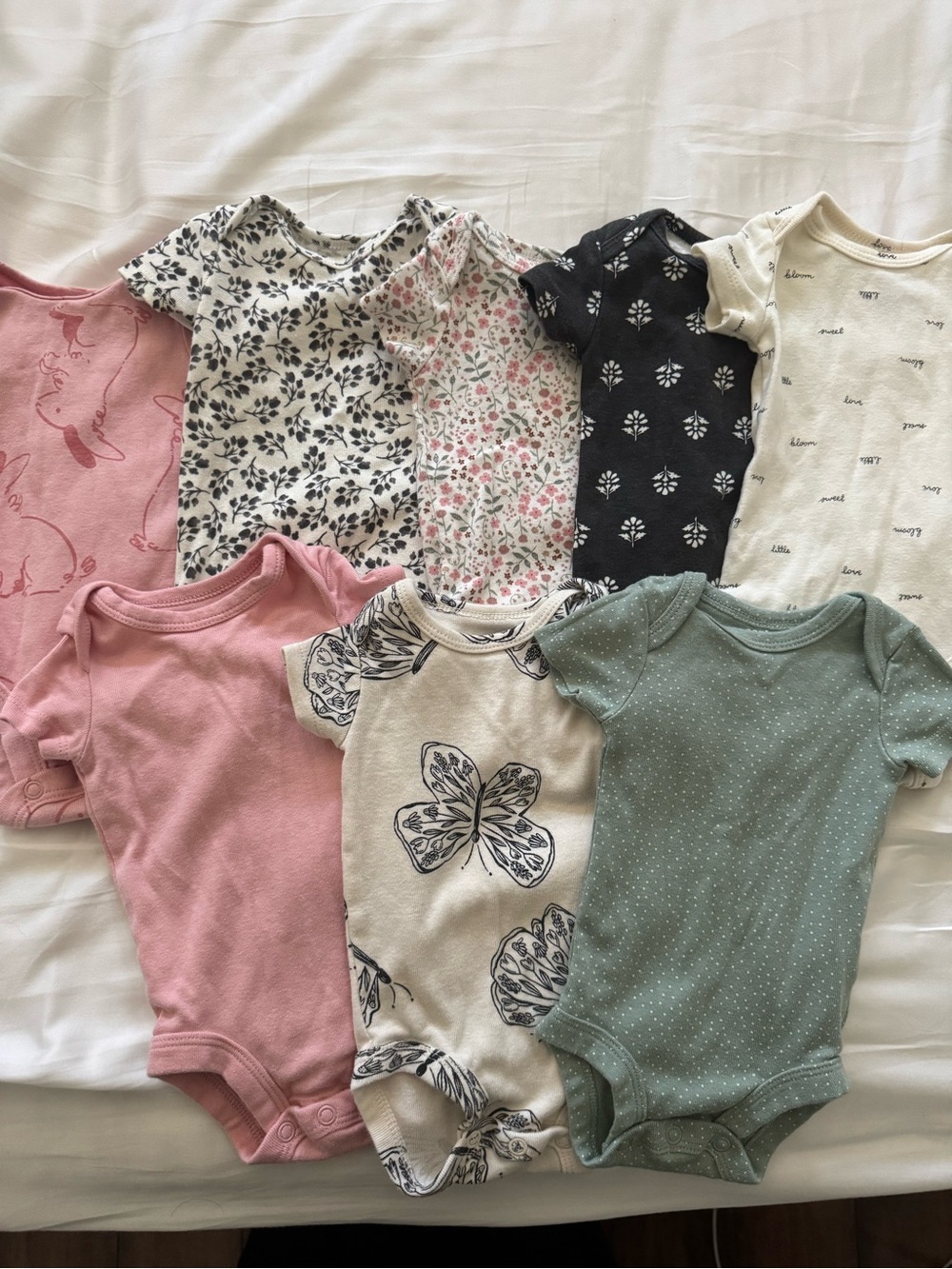 Carter’s Baby Girl Bodysuits Newborn 100% Cotton